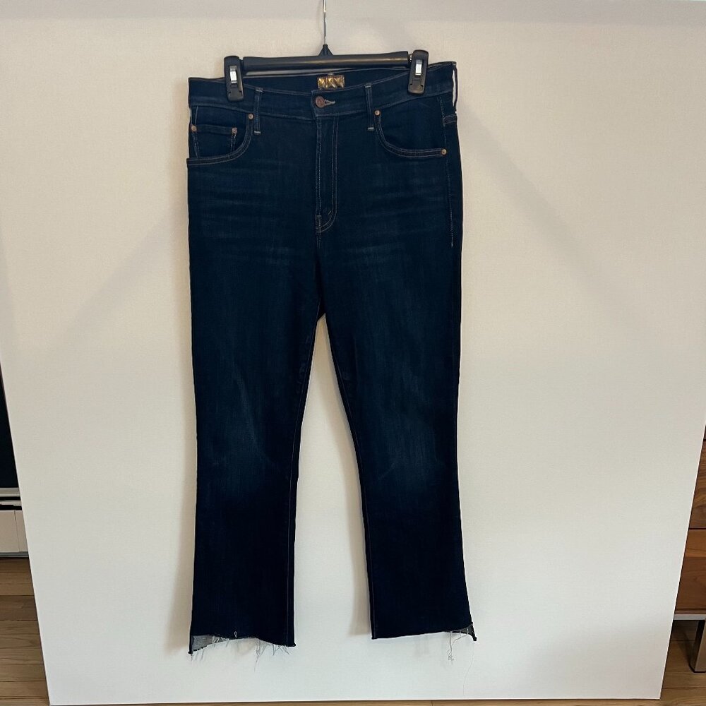 MOTHER The Insider Crop Step Fray high-rise bootcut jeans